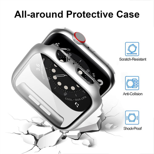 12 Pack Case with Tempered Glass Screen Protector Compatible for Apple Watch 44Mm SE 3 (2025)/SE 2/Se/Series 6/5/4, Hard PC Scratch Resistant Bumper Protective Cover for Iwatch Accessories